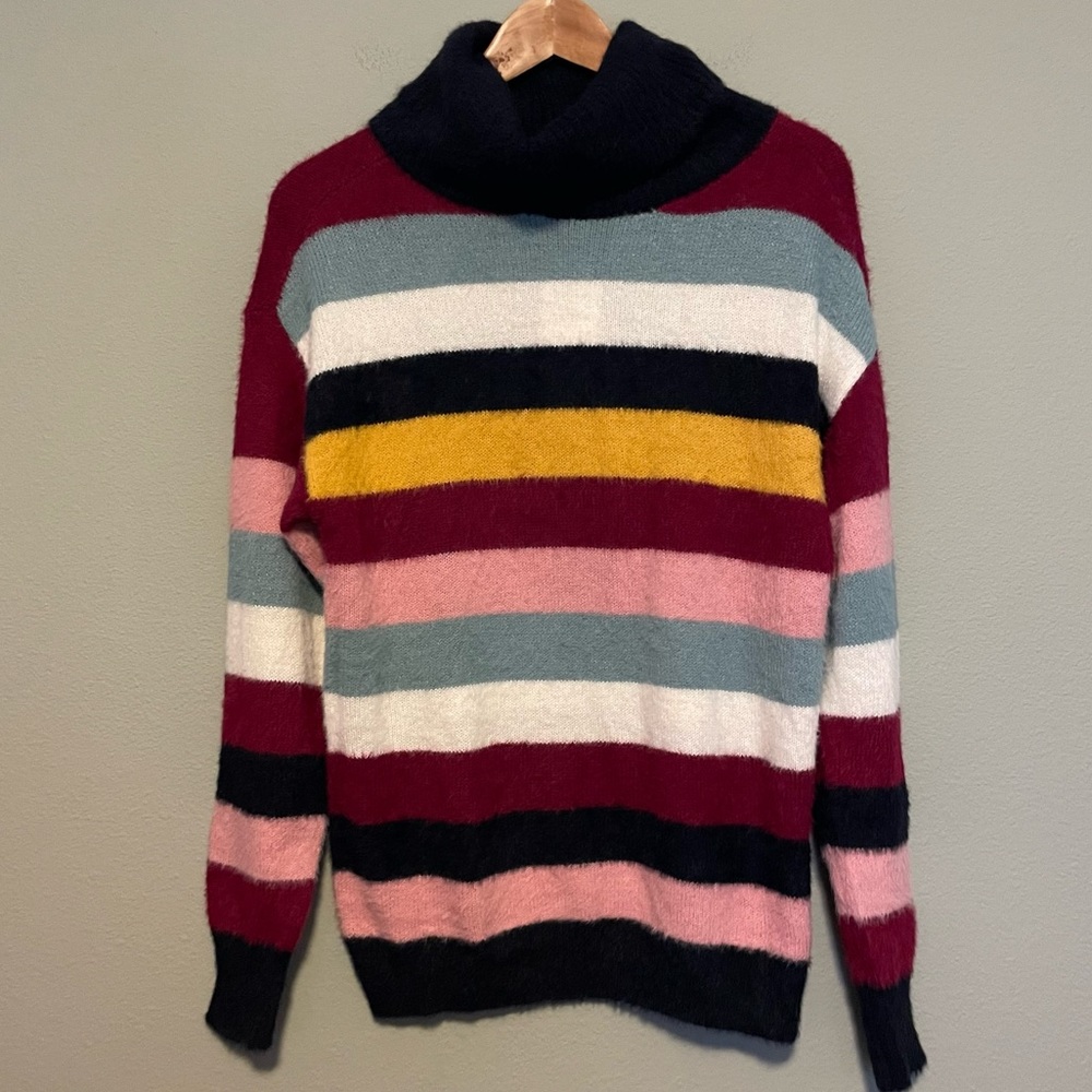 Caslon Cozy Stripe Cowl Neck Sweater - Size Small